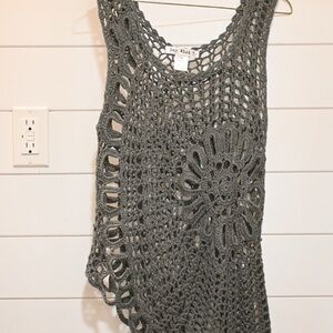 Say What? Gray Asymmetrical Crochet Tank Top